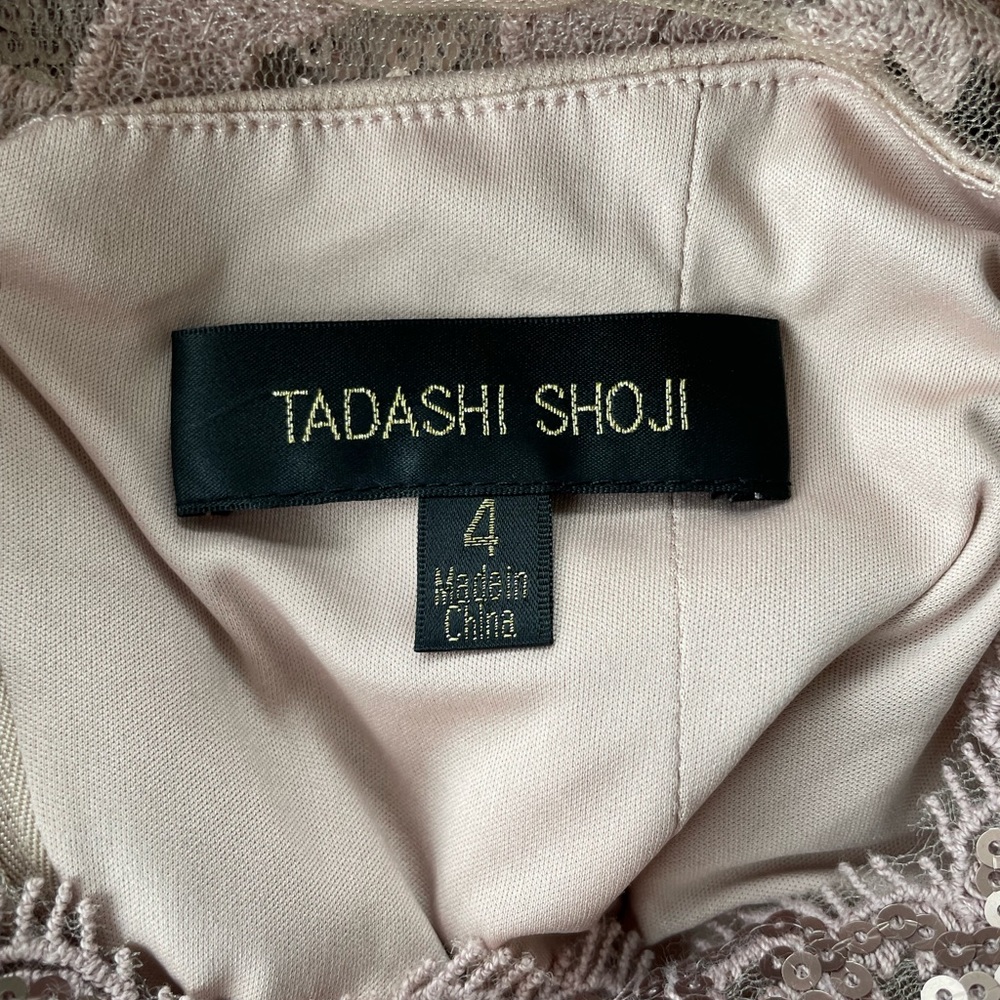 Size 4, Tadashi Shoji, Sequin Embroidered Mauve Hued Dress - Picture 4 of 5